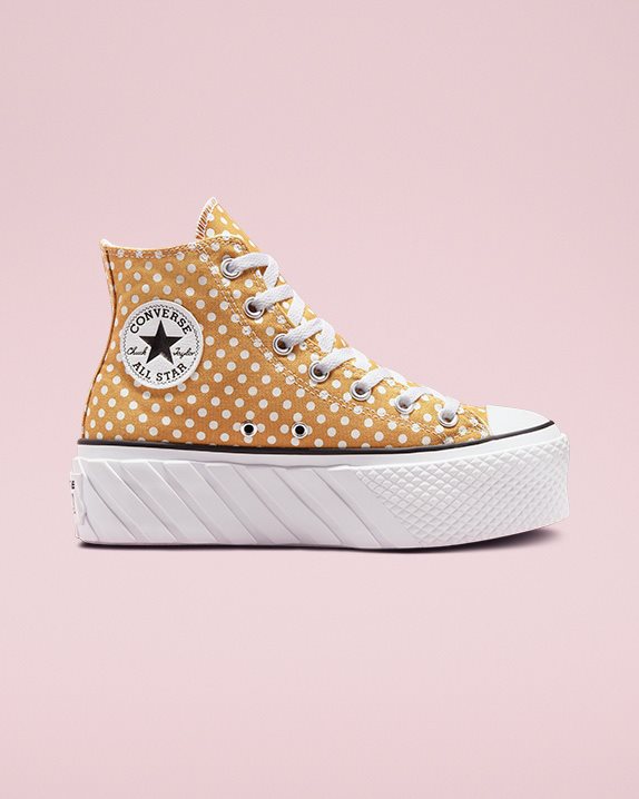 Converse | Women's Chuck Taylor All Star Lift 2x Polka Dot High Top Goldtone