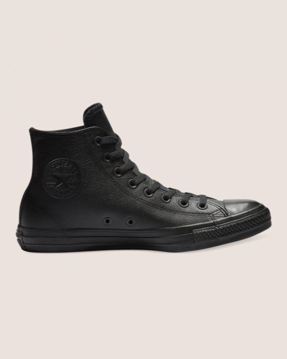 Converse | Men's Chuck Taylor All Star Leather High Top Black Mono