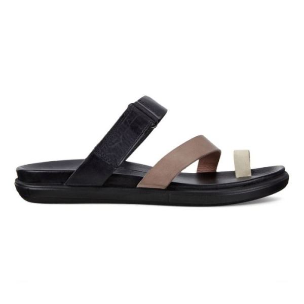 ECCO SHOES CANADA | SIMPIL SANDAL FLAT WOMEN'S TOE-LOOP SANDAL-LIMESTONE/WOODROSE/BLACK - Click Image to Close