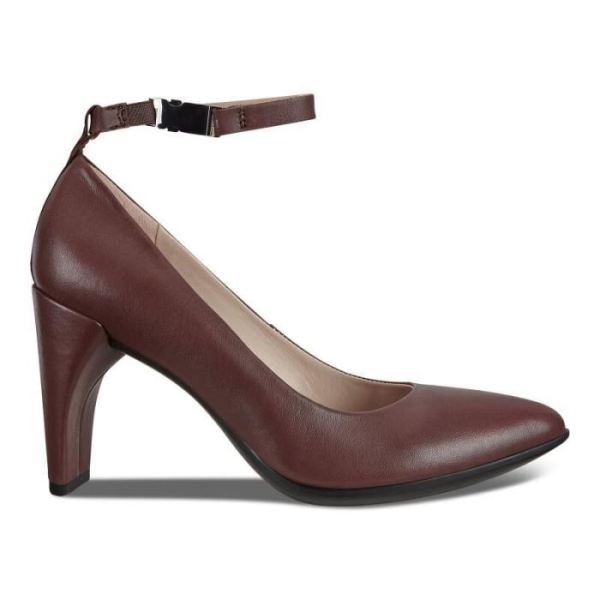 ECCO SHOES CANADA | SHAPE 75 WOMEN'S POINTY SLEEK 2.0 ANKLE STRAP HEELS-CHOCOLAT