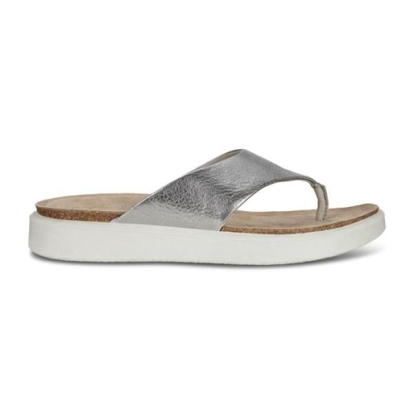 ECCO SHOES CANADA | CORKSPHERE WOMEN'S THONG SANDAL-SILVER METALLIC - Click Image to Close