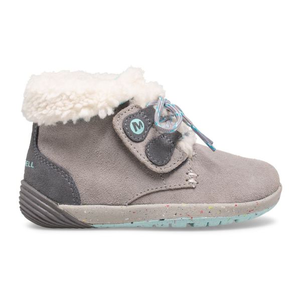 Merrell Canada Bare Steps® Cocoa Jr. Boot-Grey/Turquoise - Click Image to Close