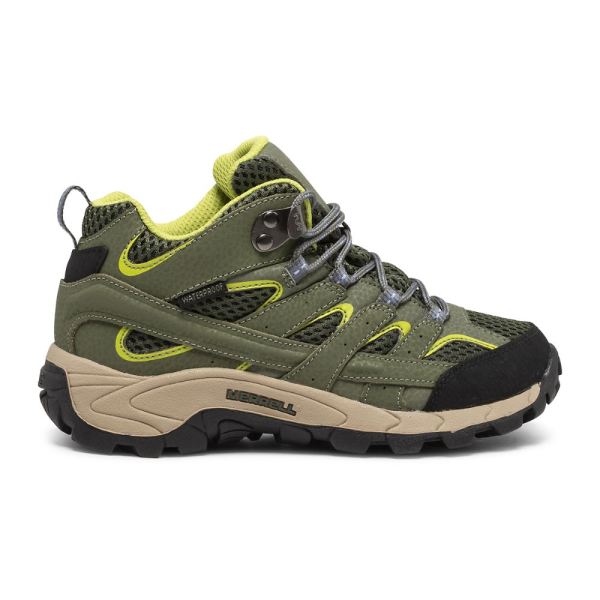 Merrell Canada Moab 2 Mid Waterproof Boot-Green/Lime - Click Image to Close