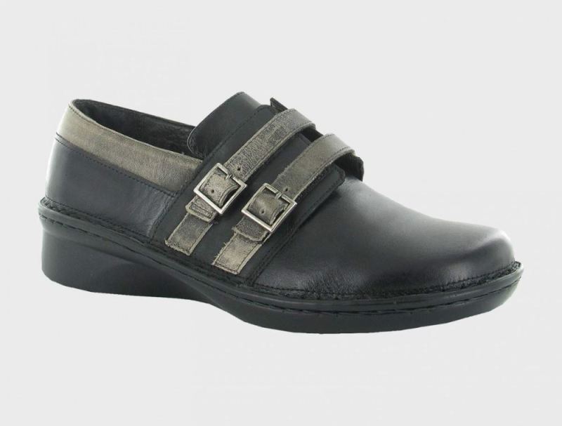 Naot | Celesta-Black Madras Lthr / Oily Coal Nubuck / Vintage Gray Lthr - Click Image to Close