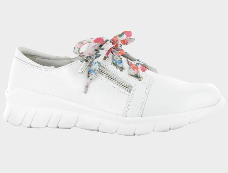 Naot | Elios-White Lthr w / Floral Laces - Click Image to Close