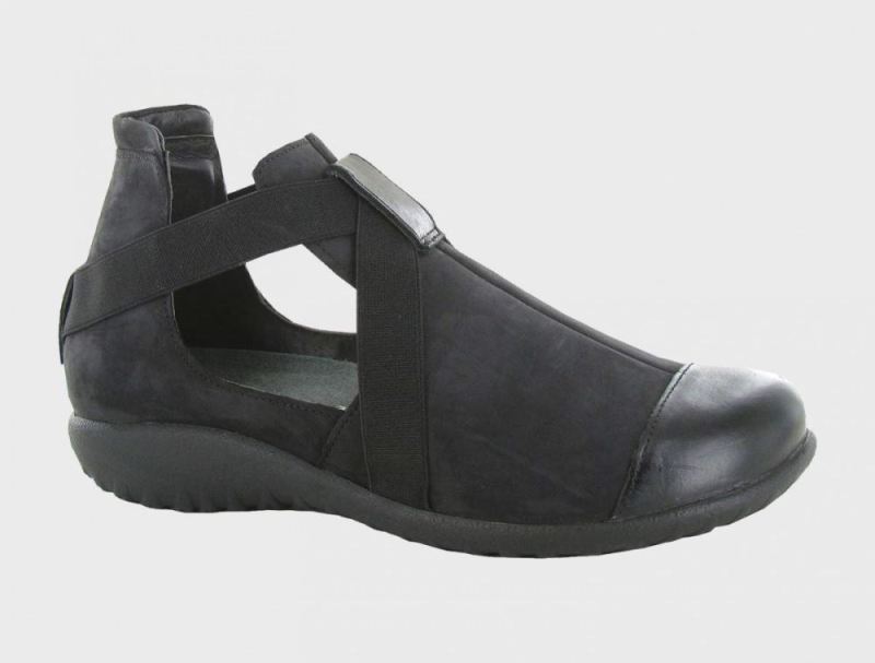 Naot | Rakua-Black Velvet Nubuck / Black Madras - Click Image to Close