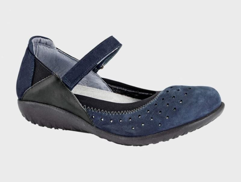 Naot | Matua-Navy Velvet Nubuck / Tin Gray Lthr / Glass Silver - Click Image to Close