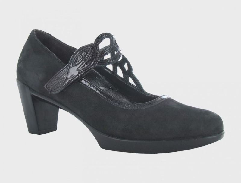 Naot | Luma-Black Crinkle Patent / Black Velvet Nubuck