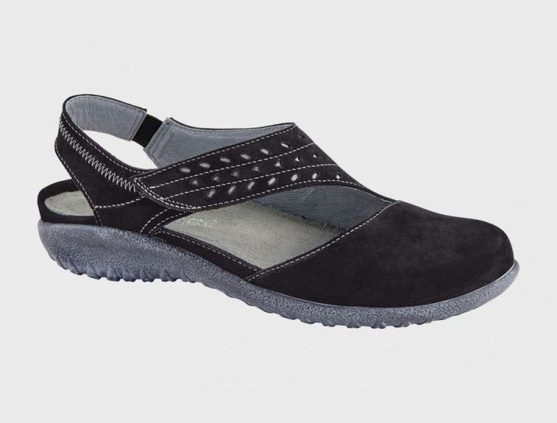 Naot | Kapua-Black Velvet Nubuck / Gray Underlay - Click Image to Close