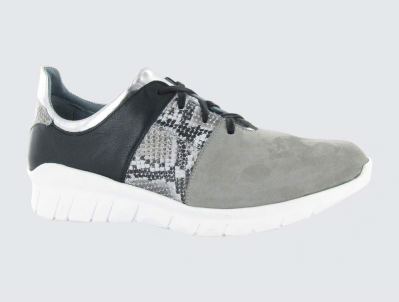 Naot | Buzz-Light Gray Nubuck / Gray Cobra Lthr / Silver Mirror Lthr / Soft Black Lthr - Click Image to Close