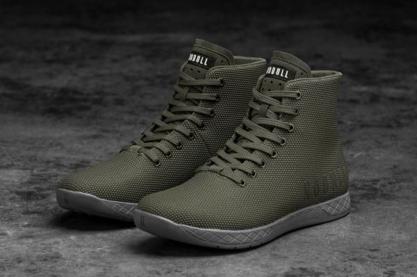 NOBULL MEN'S SHOES HIGH-TOP ARMY GREY TRAINER | STYLISH OUTLET