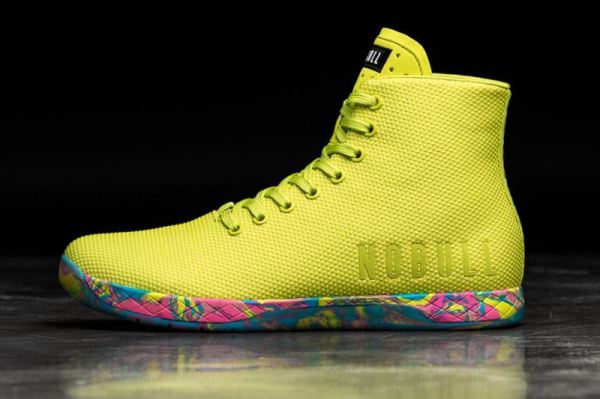 NOBULL WOMEN'S SHOES HIGH-TOP NEON YELLOW SWIRL TRAINER | CANADA OUTLET - Click Image to Close