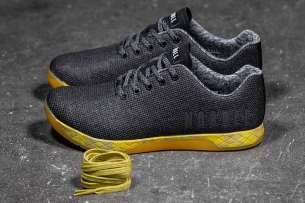 NOBULL MEN'S SHOES BLACK HEATHER YELLOW TRAINER | STYLISH OUTLET