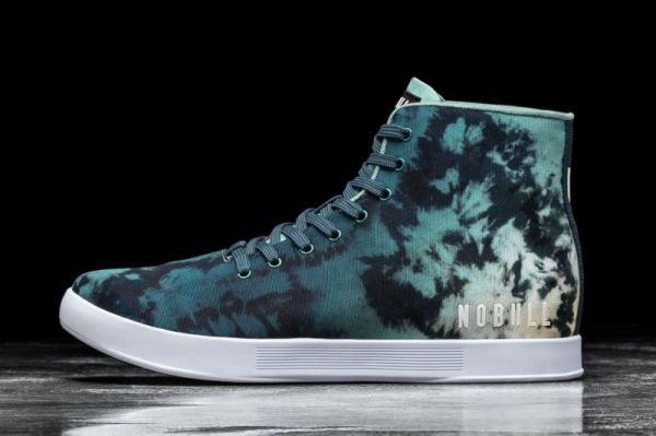 NOBULL MEN'S SHOES HIGH-TOP TEAL TIE-DYE CANVAS TRAINER | STYLISH OUTLET