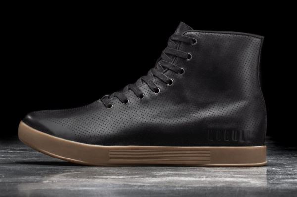 NOBULL MEN'S SHOES HIGH-TOP BLACK DARK GUM LEATHER TRAINER | STYLISH OUTLET