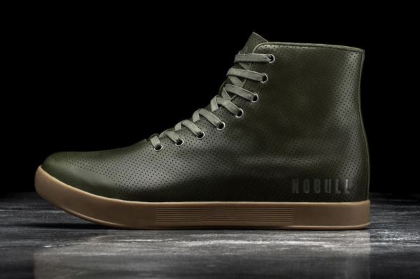 NOBULL MEN'S SHOES HIGH-TOP ARMY LEATHER TRAINER | STYLISH OUTLET