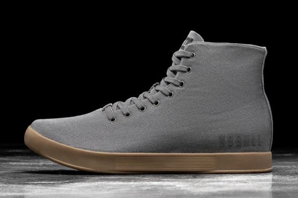 NOBULL MEN'S SHOES HIGH-TOP DARK GREY GUM CANVAS TRAINER | STYLISH OUTLET