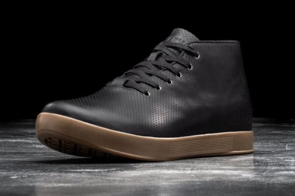 NOBULL MEN'S SHOES BLACK DARK GUM LEATHER MID TRAINER | STYLISH OUTLET