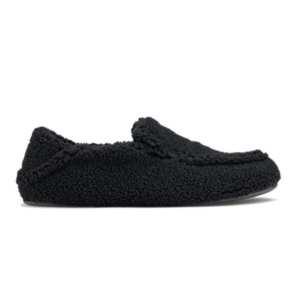 Olukai | Nohea Heu Slipper Women's Fuzzy Slippers - Black - Click Image to Close