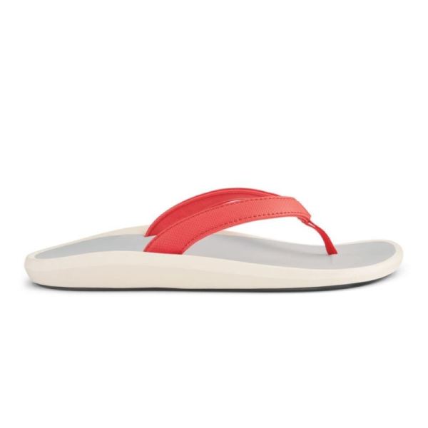 Olukai | Pi'oe Women's Beach Sandals - Hot Coral / Mist Grey