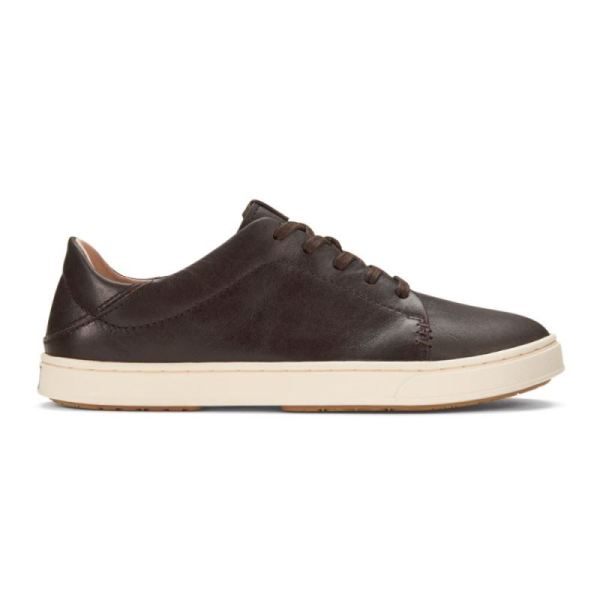 Olukai | Pehuea Li 'Ili Women's Leather Sneakers - Dark Java - Click Image to Close