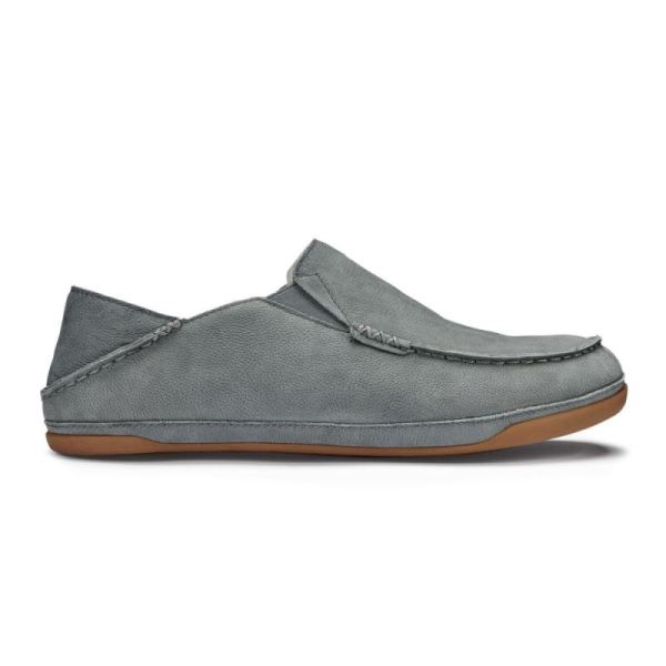 Olukai | Kipuka Hulu Men's Leather Slippers - Charcoal