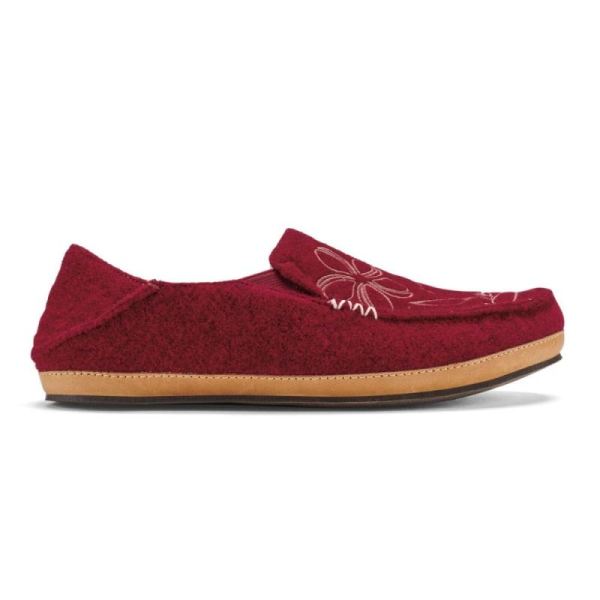 Olukai | Nohea Kilohana Women's Wool Slippers - Red Ochre / Golden Sand - Click Image to Close