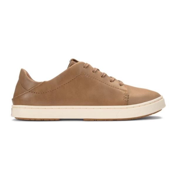 Olukai | Pehuea Li 'Ili Women's Leather Sneakers - Tan - Click Image to Close