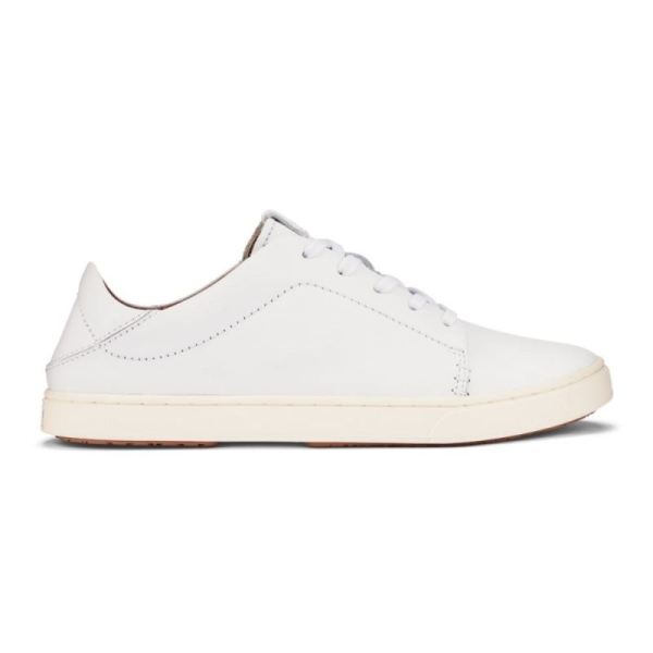 Olukai | Pehuea Li 'Ili Women's Leather Sneakers - White - Click Image to Close