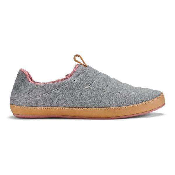 Olukai | Lania Women's Jersey Slippers - Pale Grey / Golden Sand