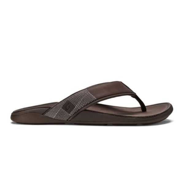 Olukai | Tuahine Men's Leather Beach Sandals - Dark Wood