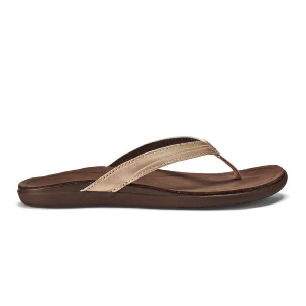 Olukai | Aukai Women's Leather Sandals - Copper / Dark Java - Click Image to Close