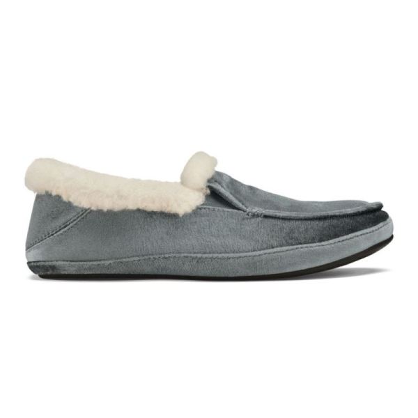 Olukai | Ku'una Lanui Women's Velvet Slippers - Charcoal