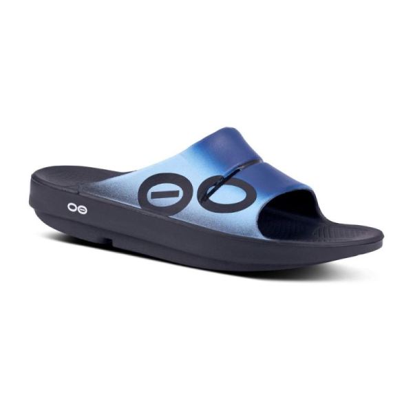 Oofos Shoes Men's OOahh Sport Slide Sandal - Azul - Click Image to Close