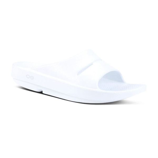 Oofos Shoes Women's OOahh Luxe Slide Sandal - White - Click Image to Close