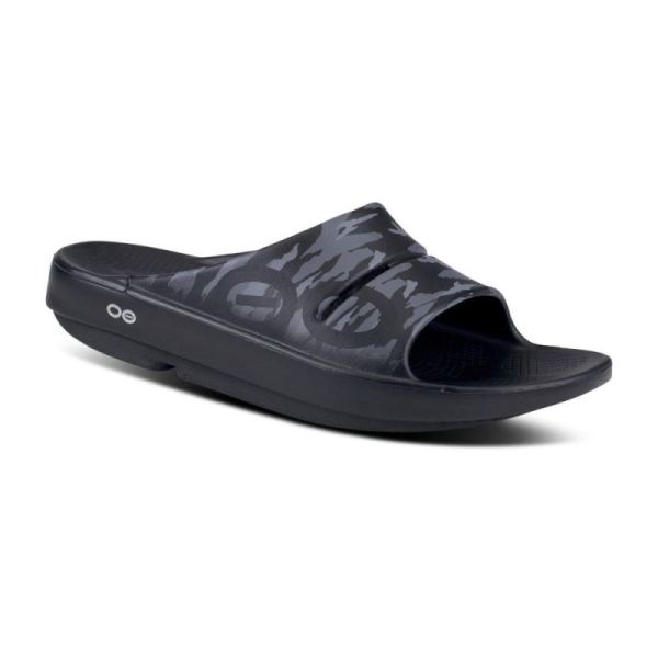 Oofos Shoes Men's OOahh Sport Slide Sandal - Black Camo - Click Image to Close