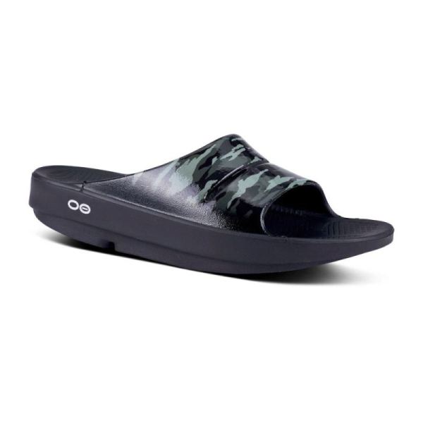 Oofos Shoes Women's OOahh Luxe Slide Sandal - Green Camo