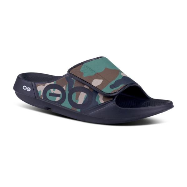 Oofos Shoes Women's OOahh Sport Flex Sandal- Woodland Camo - Click Image to Close