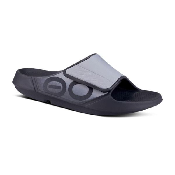 Oofos Shoes Men's OOahh Sport Flex Sandal- Gray - Click Image to Close