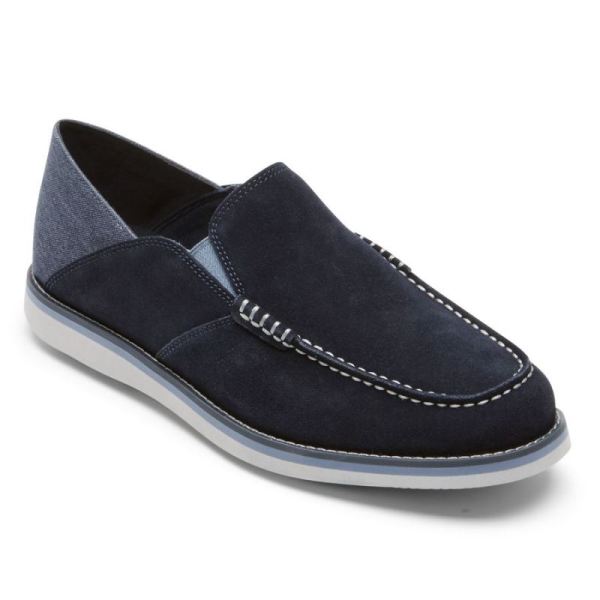 ROCKPORT MEN'S TUCKER VENETIAN CRUSH BACK LOAFER-NEW DRESS BLUES - Click Image to Close