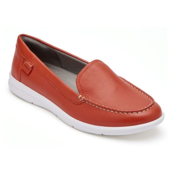 ROCKPORT WOMEN'S AYVA WASHABLE LOAFER-SALSA RED WASHABLE LEATHER - Click Image to Close