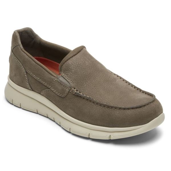 ROCKPORT MEN'S PRIMETIME MOC SLIP-ON-BREEN NUBUCK