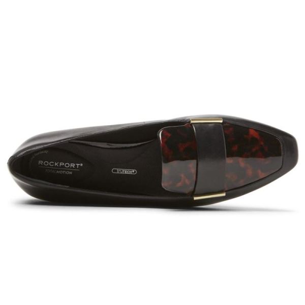 ROCKPORT WOMEN'S TOTAL MOTION LAYLANI METAL ACCENT LOAFER-BLACK/TORTOISESHELL