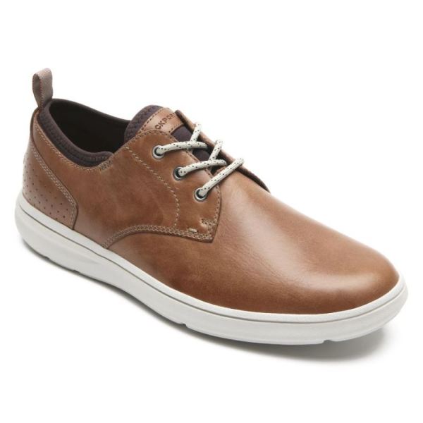 ROCKPORT MEN'S ZADEN PLAIN TOE OXFORD-BOSTON TAN LEATHER