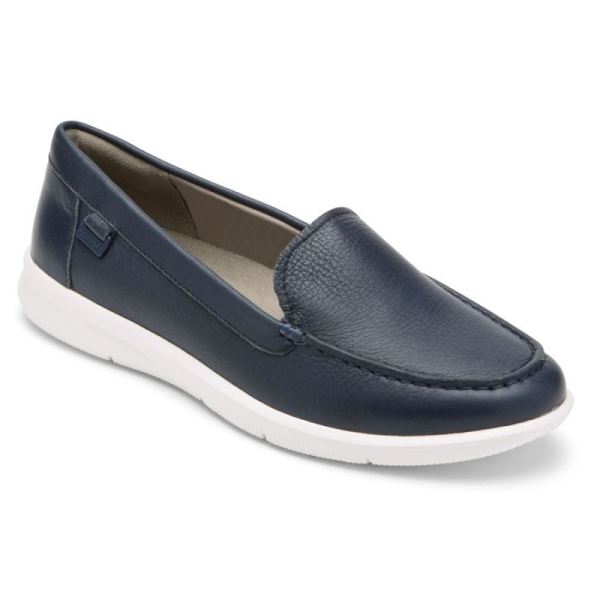 ROCKPORT WOMEN'S AYVA WASHABLE LOAFER-NAVY WASHABLE LEATHER - Click Image to Close