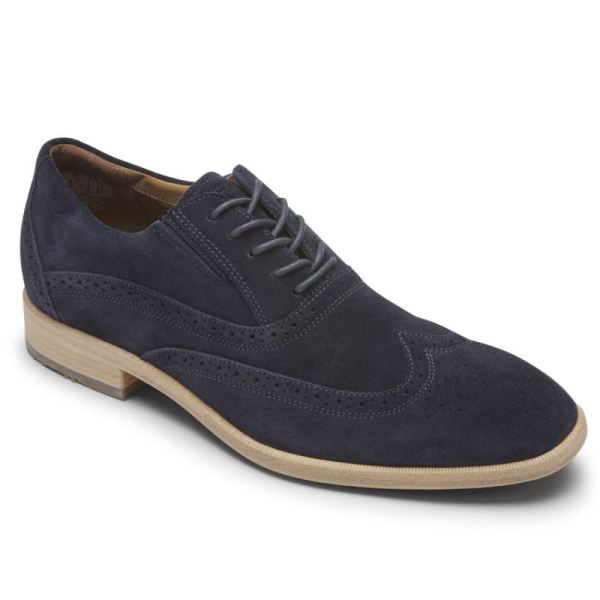 ROCKPORT MEN'S TOTAL MOTION OFFICE WINGTIP-NAVY SUEDE