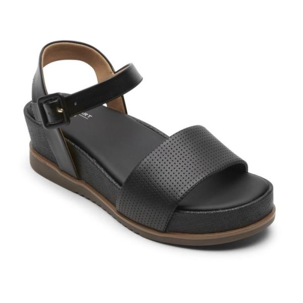 ROCKPORT WOMEN'S DELANIE SANDAL-BLACK