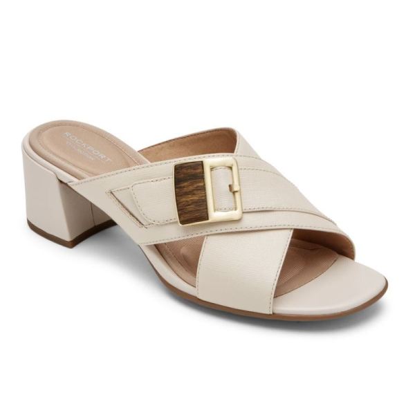 ROCKPORT WOMEN'S TOTAL MOTION ALAINA BUCKLE SLIDE-VANILLA