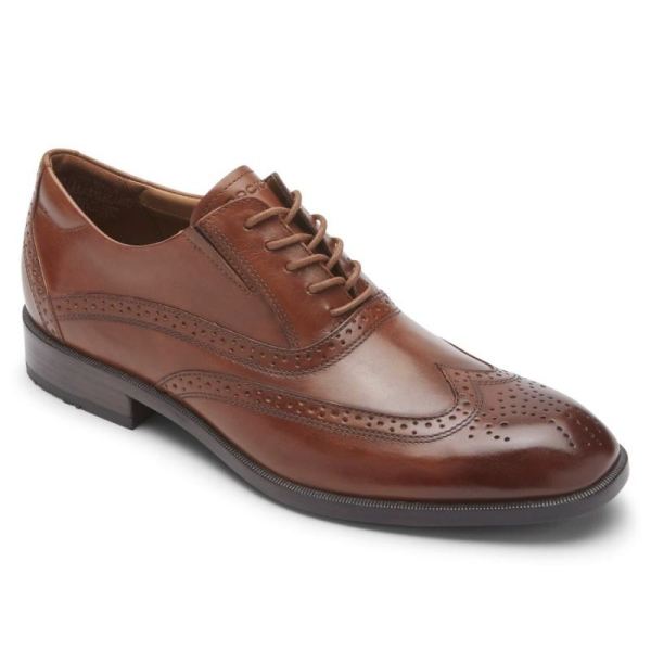 ROCKPORT MEN'S TOTAL MOTION OFFICE WINGTIP-BRITISH TAN