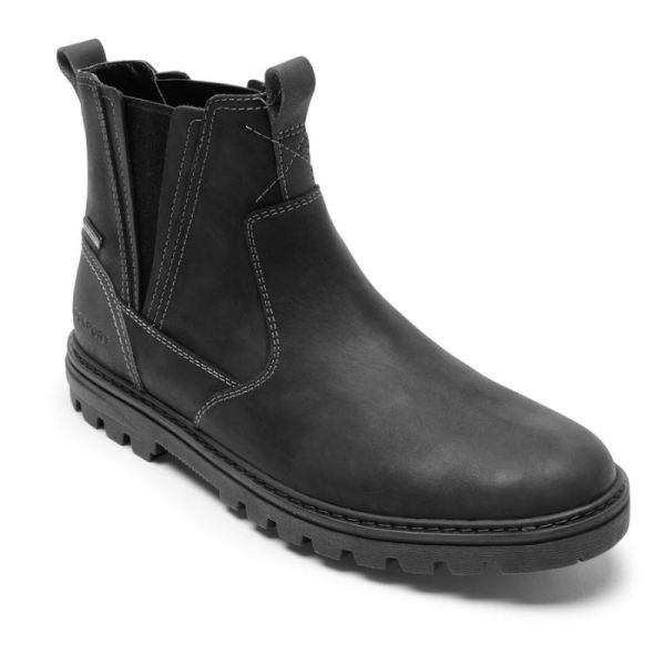 ROCKPORT MEN'S WEATHER OR NOT CHELSEA BOOT-WATERPROOF-BLACK LEATHER/SUEDE